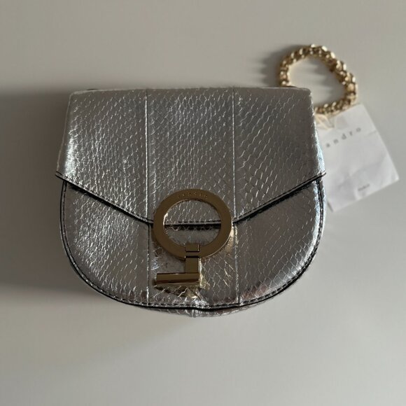 SANDRO Paris Silver Gold Crossbody Pepita Bag - Picture 3 of 7